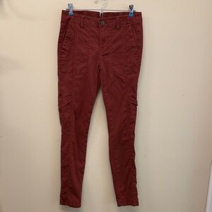 CAbi Women’s The Drifter Skinny Pants Corduroy Cargo Burgundy Sz4